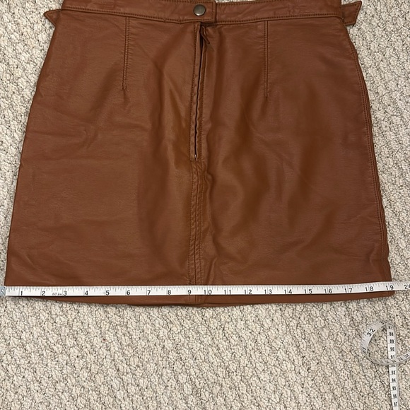 Free People Faux Leather Camel Tan Mini Skirt - Picture 7 of 11
